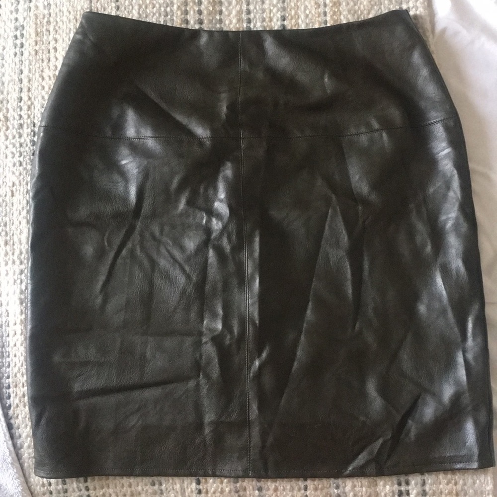 Misguided Faux Leather Deep Olive Mini Skirt